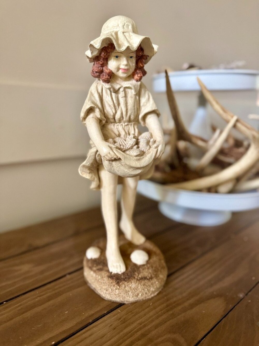 Vintage Beach Girl Figurine Coastal Cottagecore Decor
